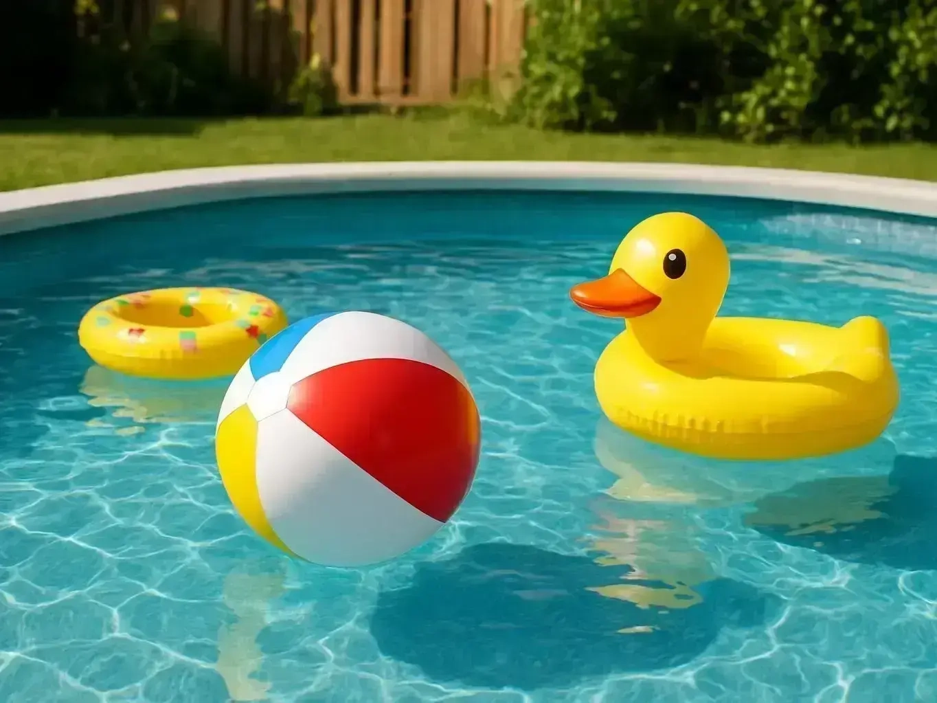 Above ground pool setup by Trevi Pools and Spas near Downtown Armstrong backyard fence line