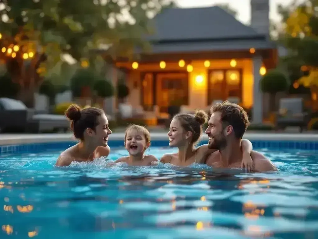 semi in-ground pool and spa build for rural orchard property in Carr's Landing